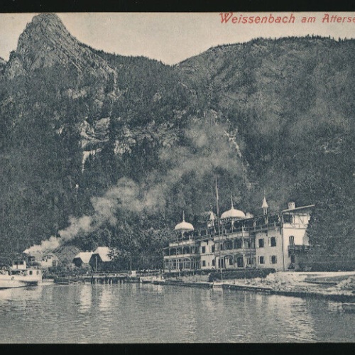 AK aus Weissenbach am Attersee mit Dampfer Oberösterreich (2857)