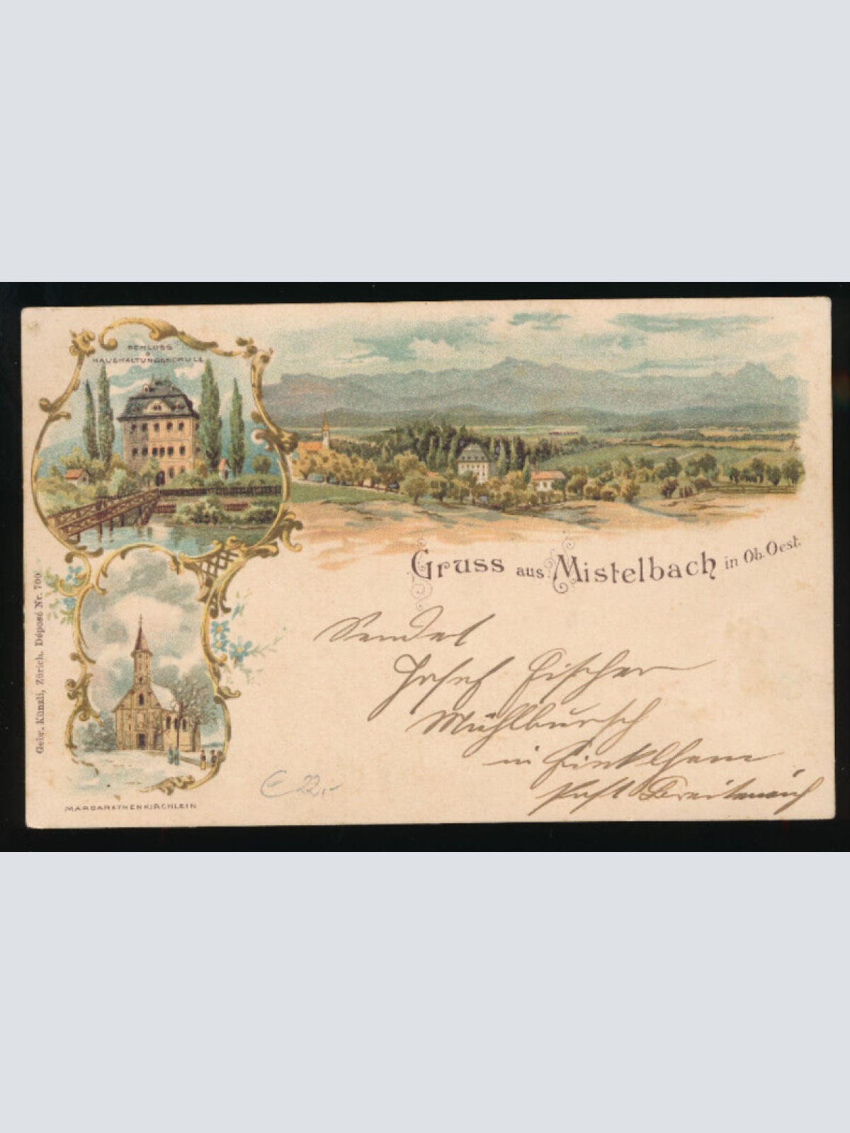 Litho - Karte gruss aus Mistelbach Oberösterreich  (2947)