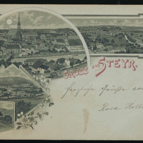 Mondschein - Litho Karte gruss aus Steyr Oberösterreich (2658)