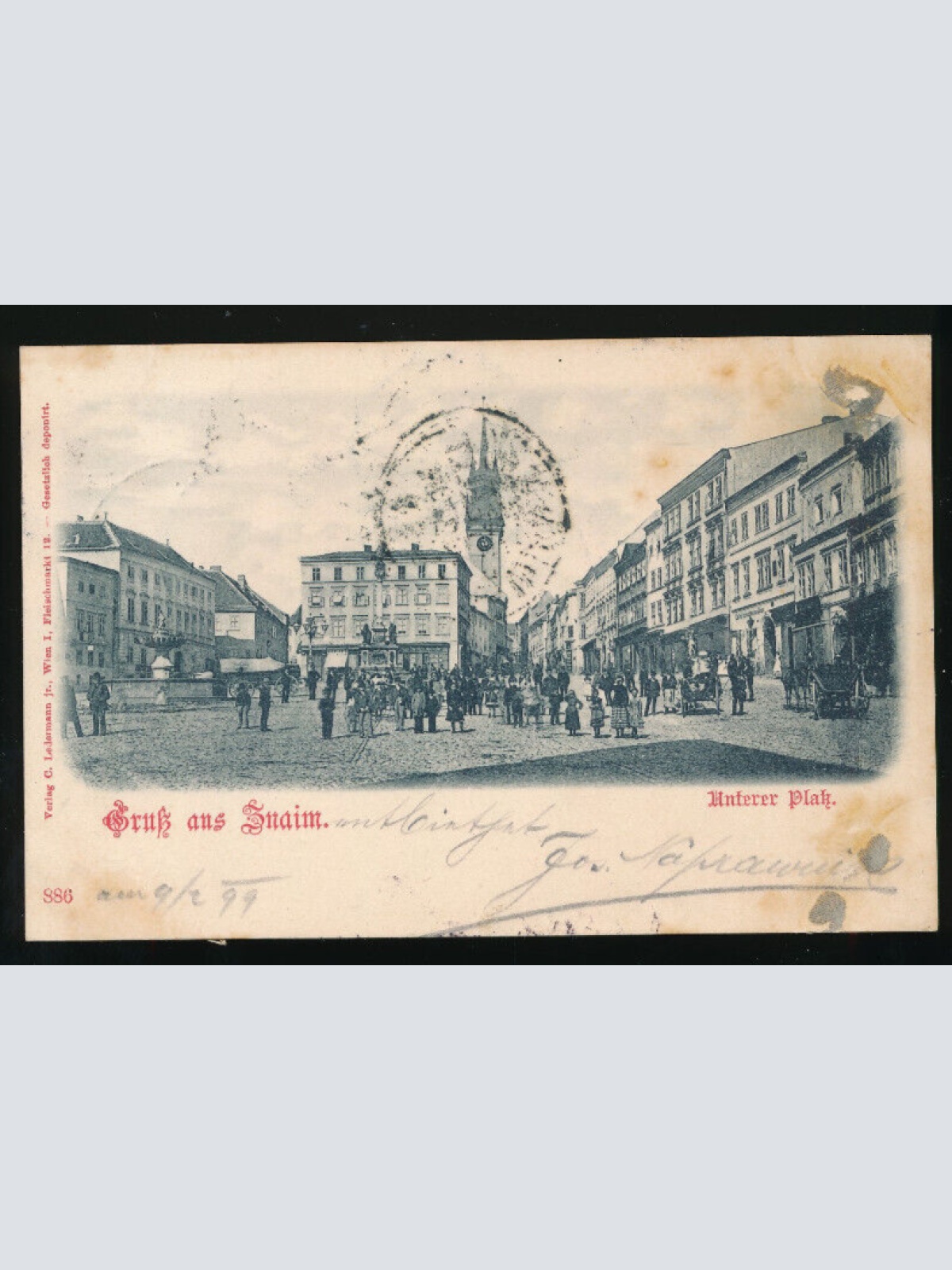 AK gruß aus Znaim unterer Platz Tschechoslowakei (2895)