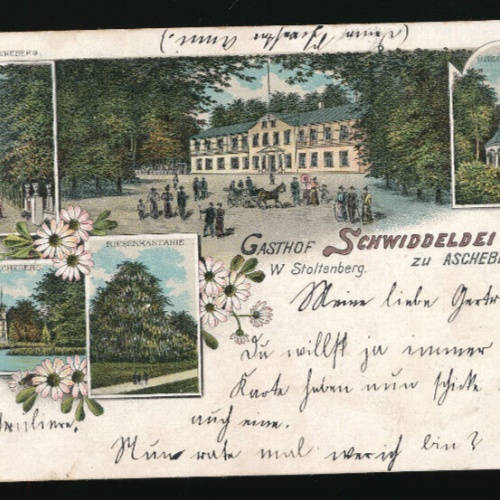 Litho-Karte vom Gasthof Schwiddeldei in Aschberg Nordrhein - Westfalen (2887)