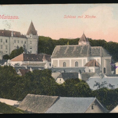 AK aus Maissau mit Schloss und Kirche Niederösterreich (3211)