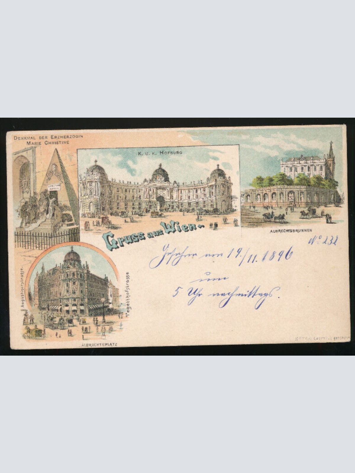 Litho - Karte gruss aus Wien K.K Hofburg (3482)