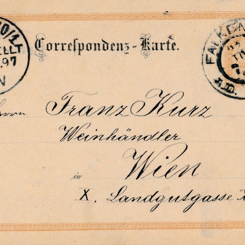 2 Kreuzer Ganzsachen - Karte aus Falkenau an der Eger (16358)