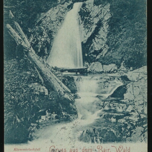 AK gruss aus dem Bair. Wald mit Wasserfall Bayern (3566)