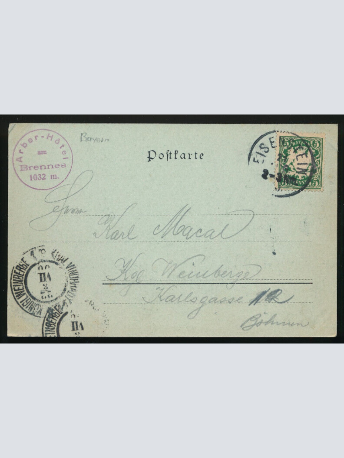 AK gruss aus dem Bair. Wald mit Wasserfall Bayern (3566)