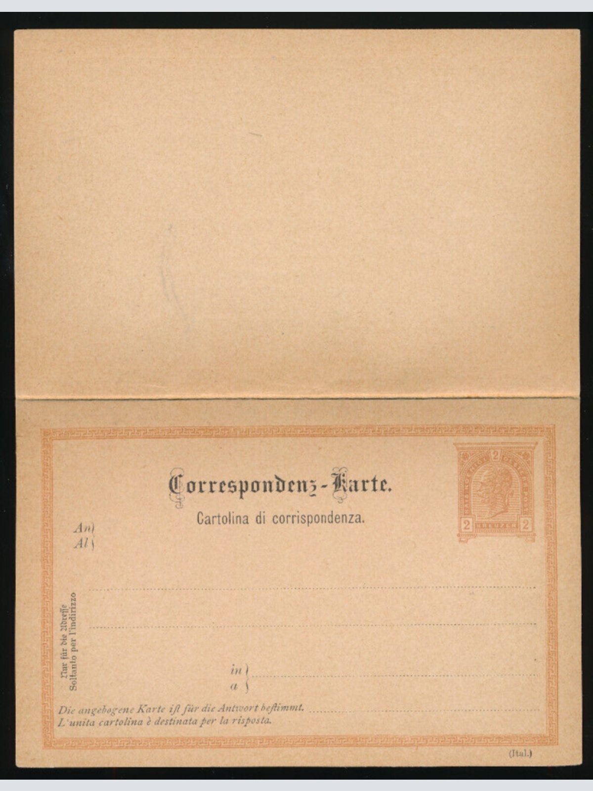 2 Kreuzer Ganzsachen - Karte + Antwortkarte ( Ital ) ungebraucht (3526)