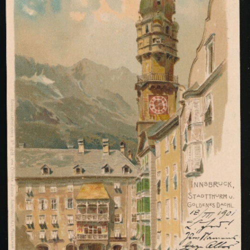 AK aus Innsbruck Stadtthurm und Goldenes Dachl Tirol (3665)