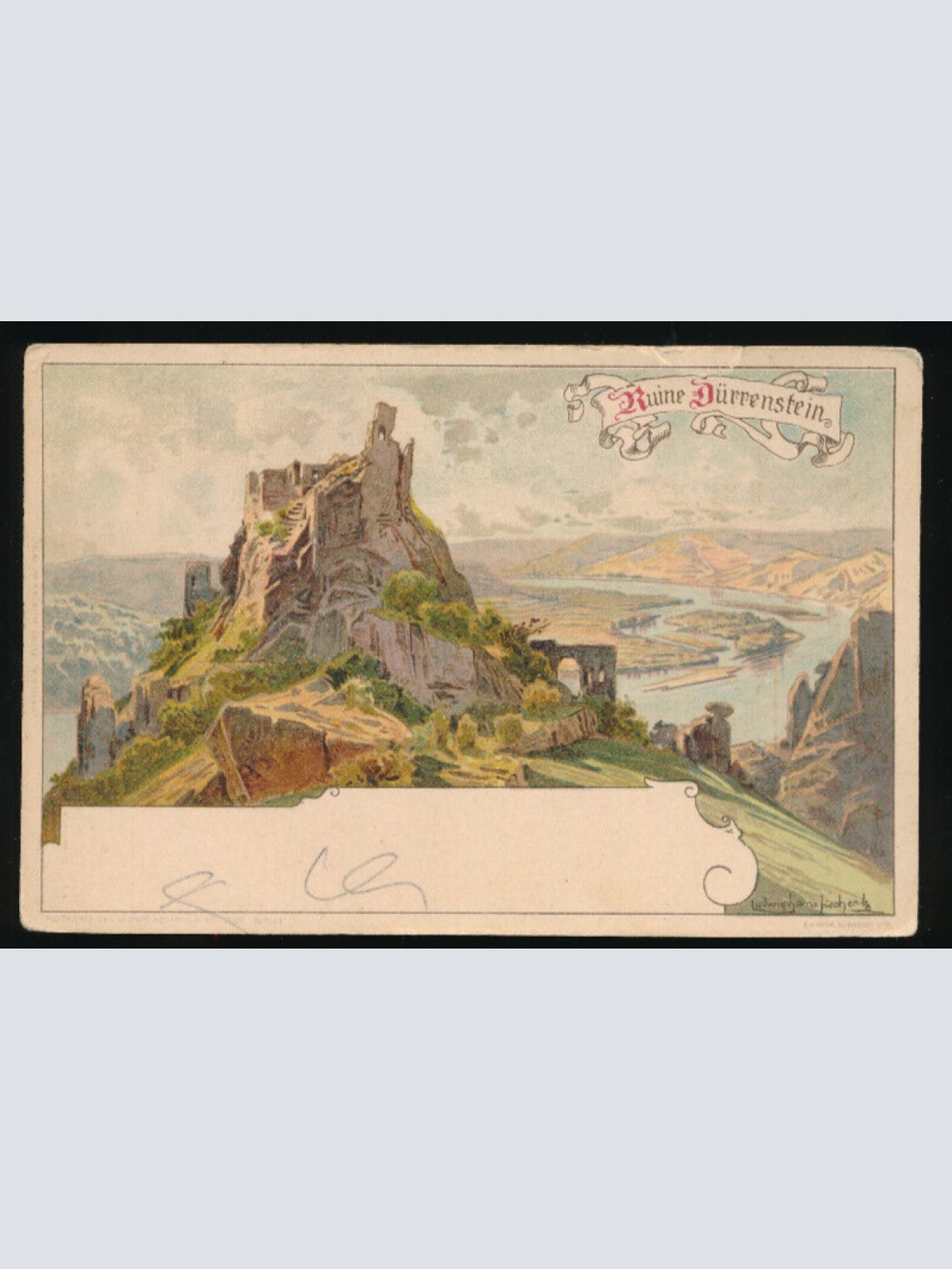 Künstler - Karte aus Dürrenstein mit Ruine Dürrenstein Niederösterreich (3661)