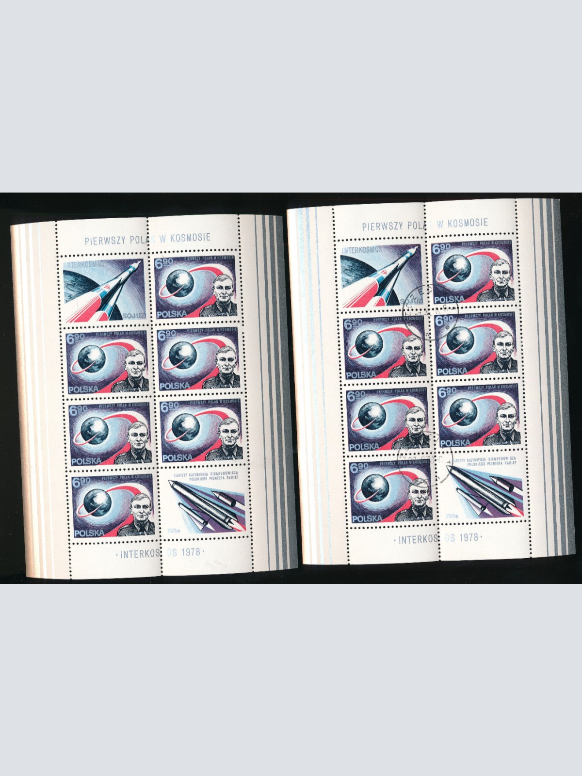 Polen 4 Weltraumblöcke jeweils Postfrisch und Gestempelt (3530)