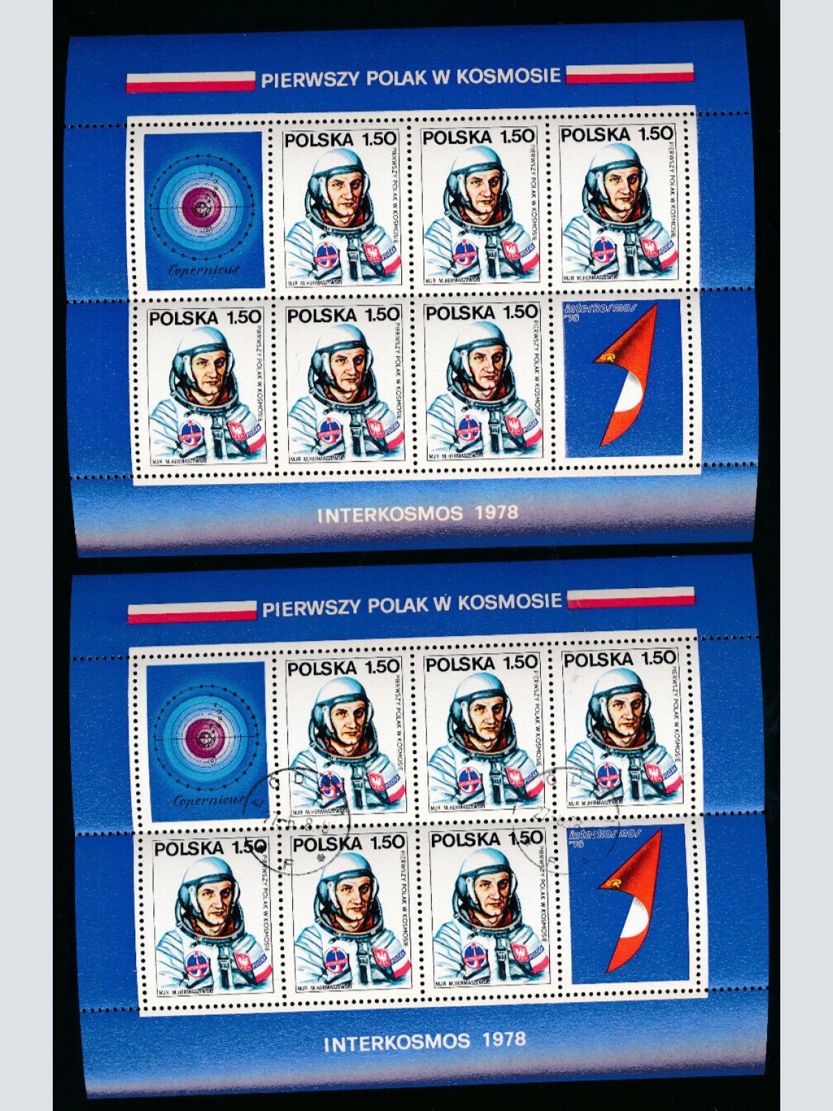 Polen 4 Weltraumblöcke jeweils Postfrisch und Gestempelt (3530)