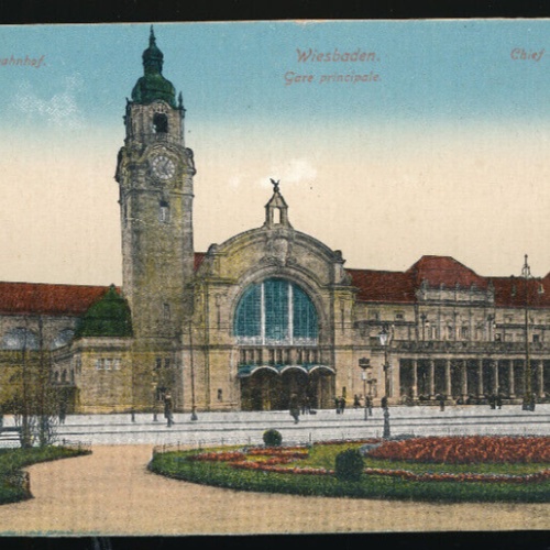 AK aus Wiesbaden Chief Station mit Hauptbahnhof Nordrheinwestalen (3863)