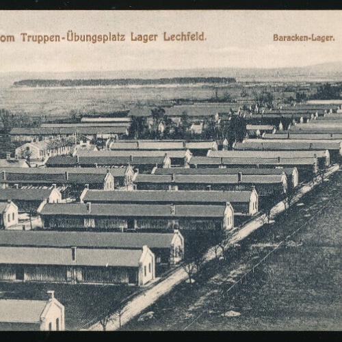 AK gruß vom Truppenübungslager Baracken - Lager Lechfeld Bayern (3866)