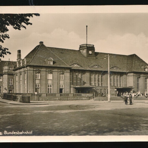 AK aus Flensburg mit Bundesbahnhof Schleswig - Holstein (3860)