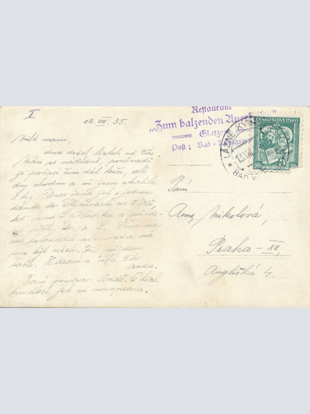 AK, Glatzen bei Marienbad, Tschechien (S212)