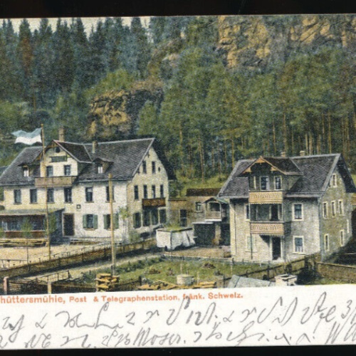 AK von der Schüttersmühle mit Telegraphenstation Bayern (3960)