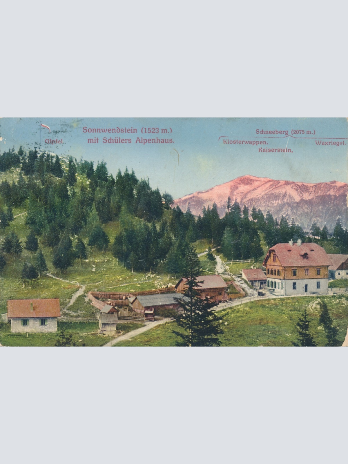 AK, Sonnwendstein mit Schüler Alpenhaus, Niederösterreich (S411)