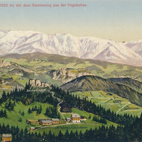 AK, Sonnwendstein mit dem Semmering aus der Vogelschau, Niederösterreich (S402)
