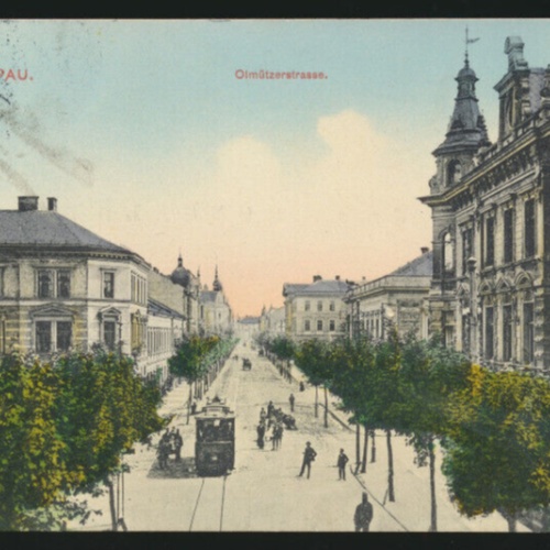 AK aus Troppau - Opava mit Olmützerstrasse Tschechoslowakei (3782)