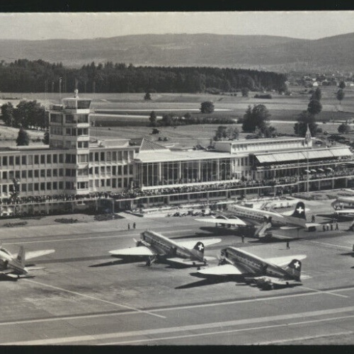 AK aus Zürich - Kloten mit Flugahfen und Flugzeug Kanton - Zürich Schweiz (3749)