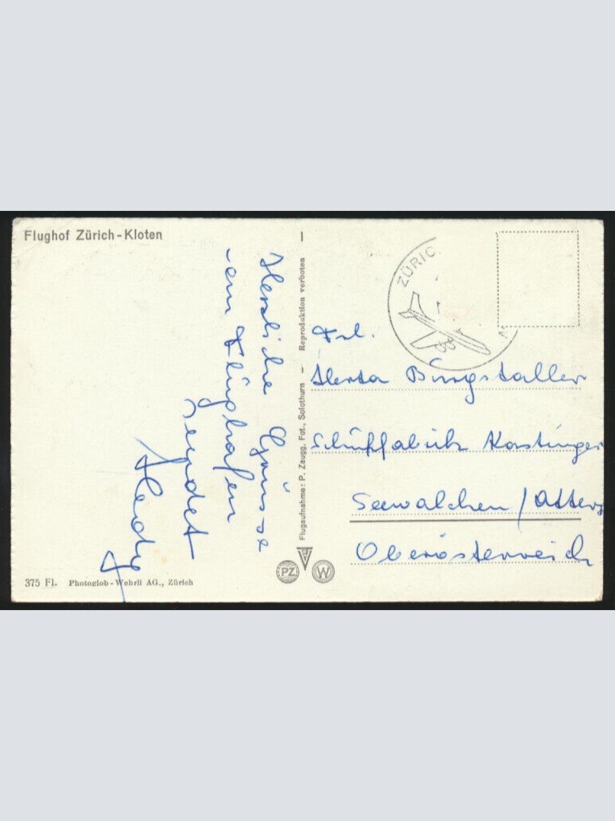 AK aus Zürich - Kloten mit Flugahfen und Flugzeug Kanton - Zürich Schweiz (3749)