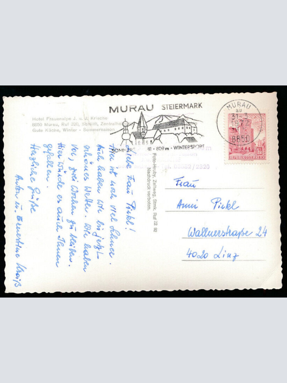 AK vom Hotel Frauenalpe bei Murau Steiermark (3711)
