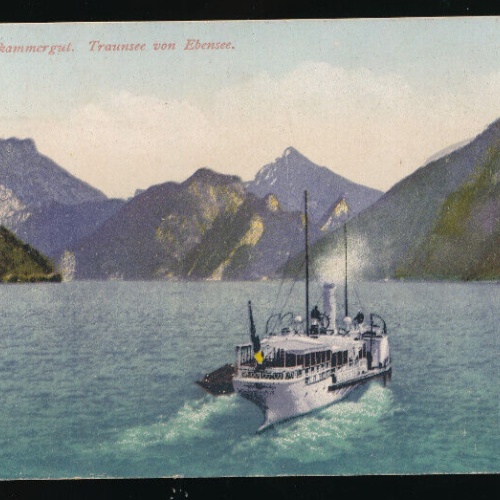 AK vom Traunsee mit Dampfer bei Ebensee Oberösterreich (3693)