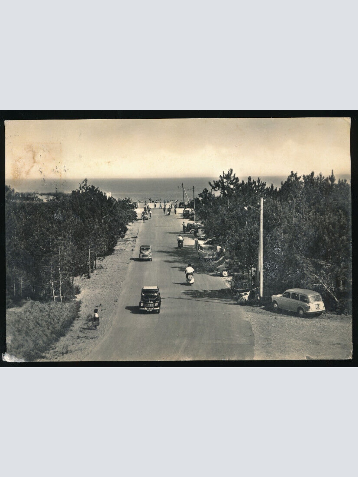 AK aus Lignano Pineta Udine mit Oldtimer und Strasse zum Meer Italien (4007)