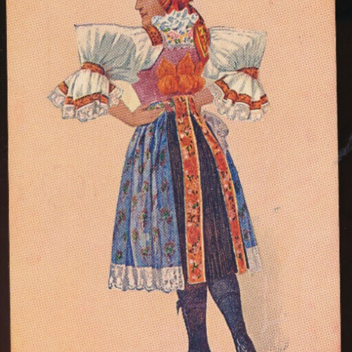 Künstler- Karte von K. Simunka Ungarische Tracht, Devce z Uh. Ostroha (4389)