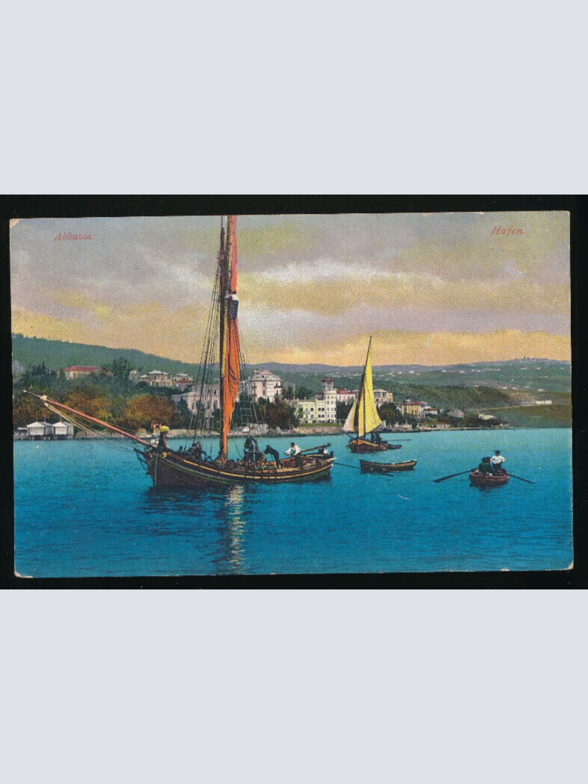 AK aus Abbazia Hafen mit Schiff Italien (4064)