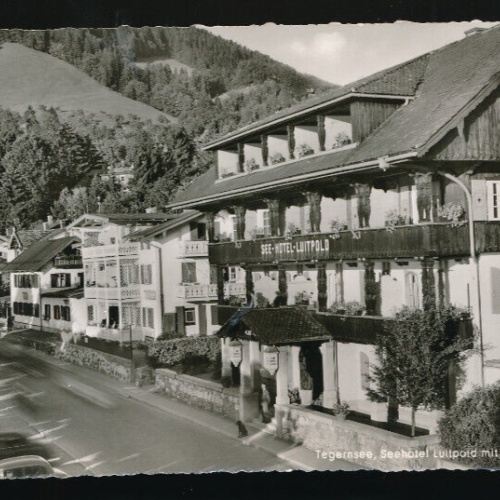 AK aus Tegernsee Seehotel Luipold mit Segerschloß Bayern (4676)
