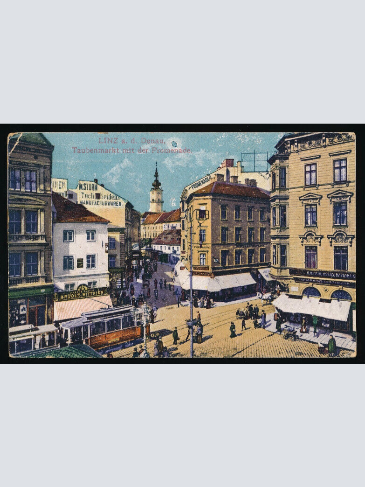 AK aus Linz an der Donau Taubenmarkt mit der Promenade Oberösterreich (4588)