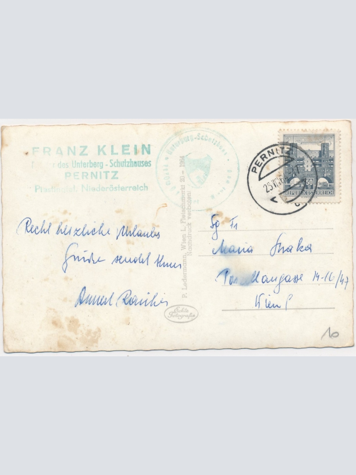 AK, Unterberghaus des Ö.T.K, Pernitz, Niederösterreich (S462)