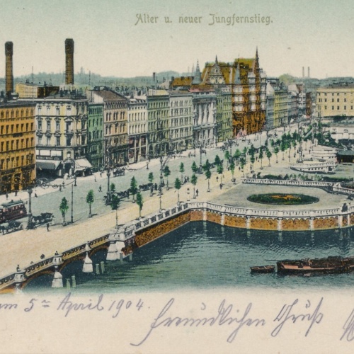 AK, Hamburg, Alter und neuer Jungfernstieg, Deutschland (S484)