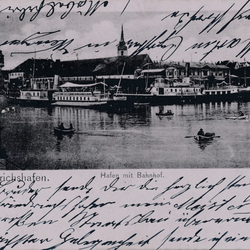 AK, Friedrichshafen, Baden-Württemberg, Hafen mit Bahnhof, Deutschland (S486)