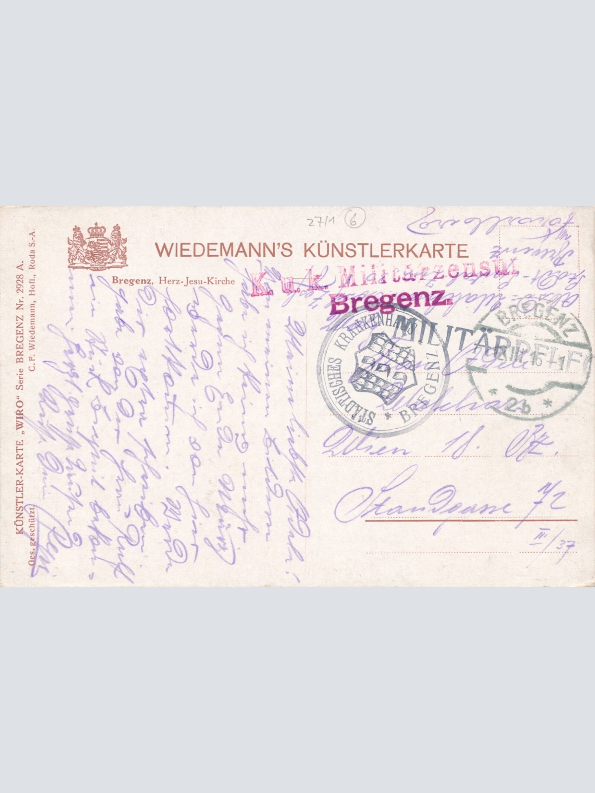 Künstler-Karte, Bregenz, Herz Jesu Kirche, Vorarlberg, Österreich (S443)