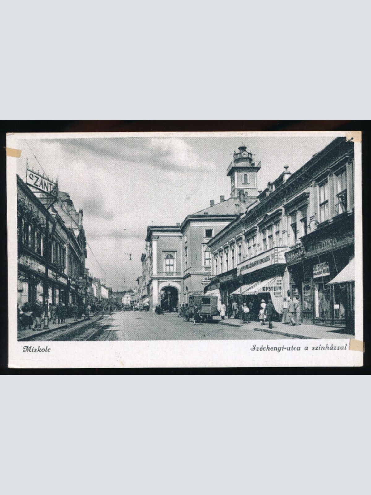 AK aus Miskolc Szechenyi-utca a szinhazzal Ungarn (4239)