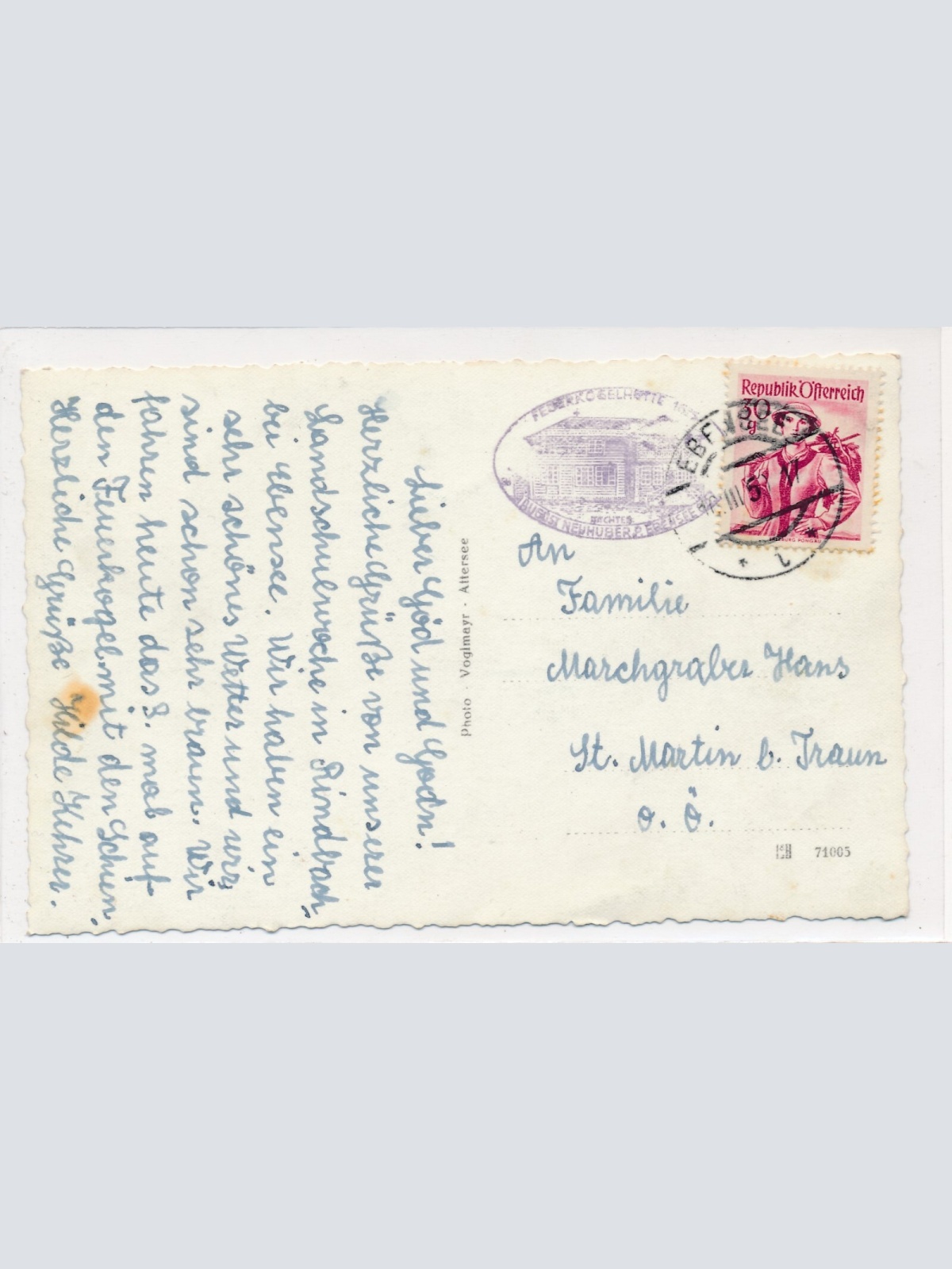 AK, Seilschwebebahn Ebensee, Feuerkogelhütte mit großen Höllkogel (S620)