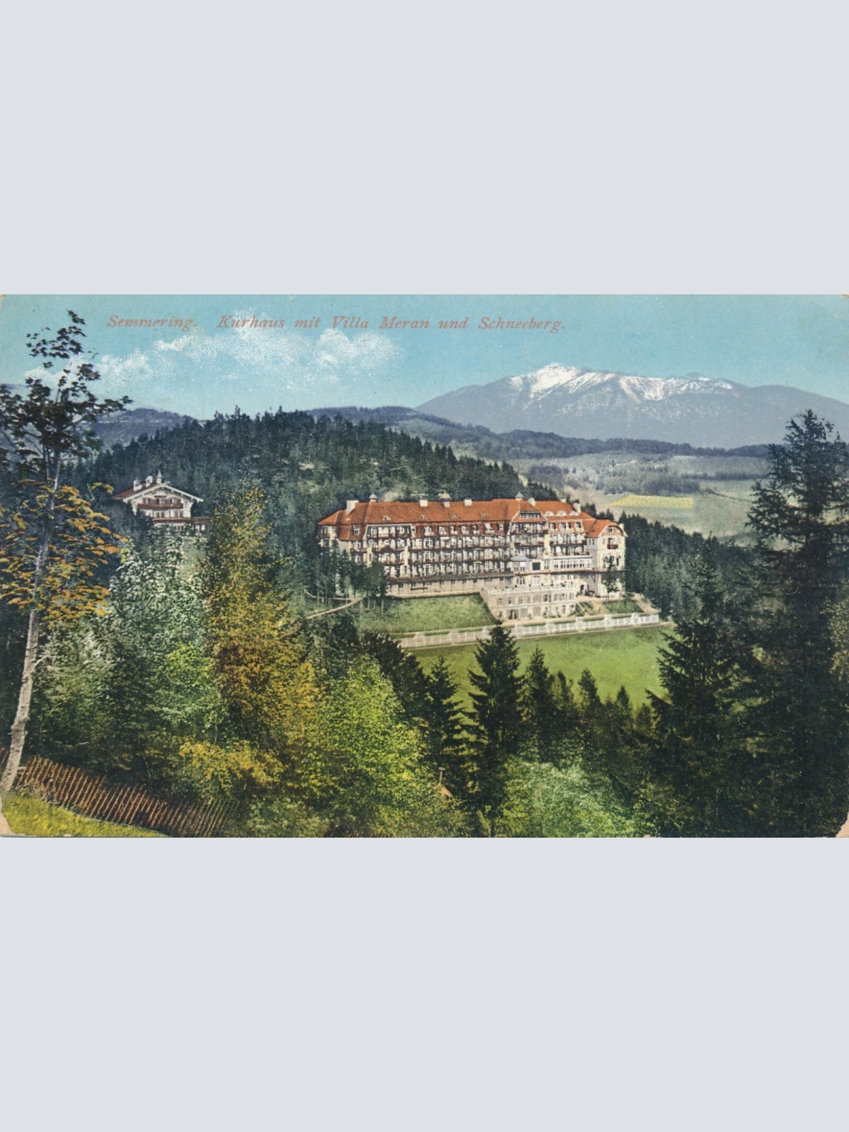 AK, Semmering, Kurhaus mit Villa Meran und Schneeberg, Niederösterreich (S817)