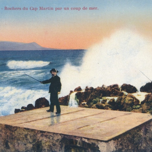 AK, Menton - Rochers du Cap Martin par un coup de mer., Frankreich (S760)