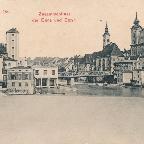AK, Steyr, Oberösterreich, Zusammenfluss der Enns und Steyr (S747)