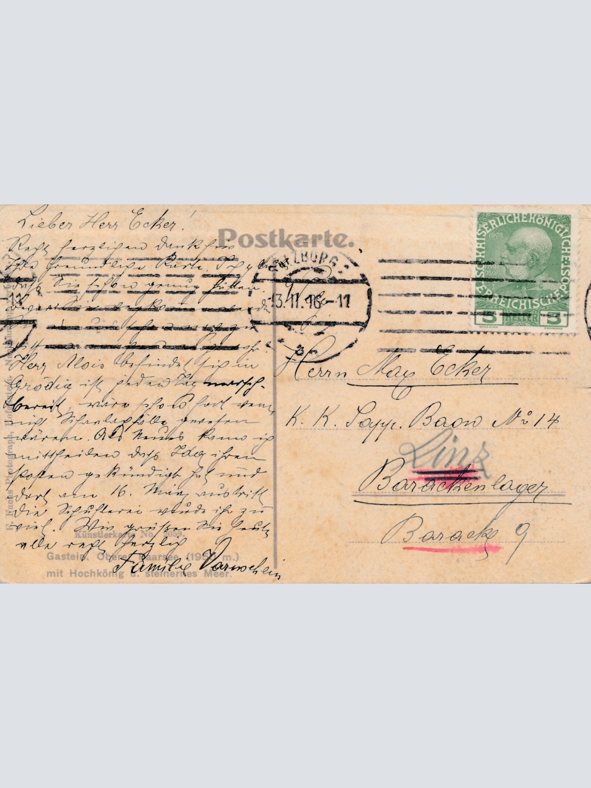 AK, Gastein, Oberer Paarsee, mit Hochkönig u. steinernes Meer, Salzburg (S749)