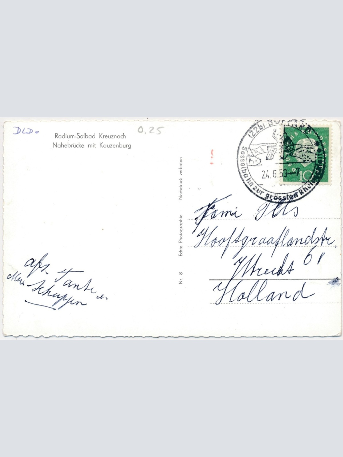 AK, Radium-Solbad Kreuznach, Nahebrücke mit Kauzenburg, Rheinland-Pfalz (S522)