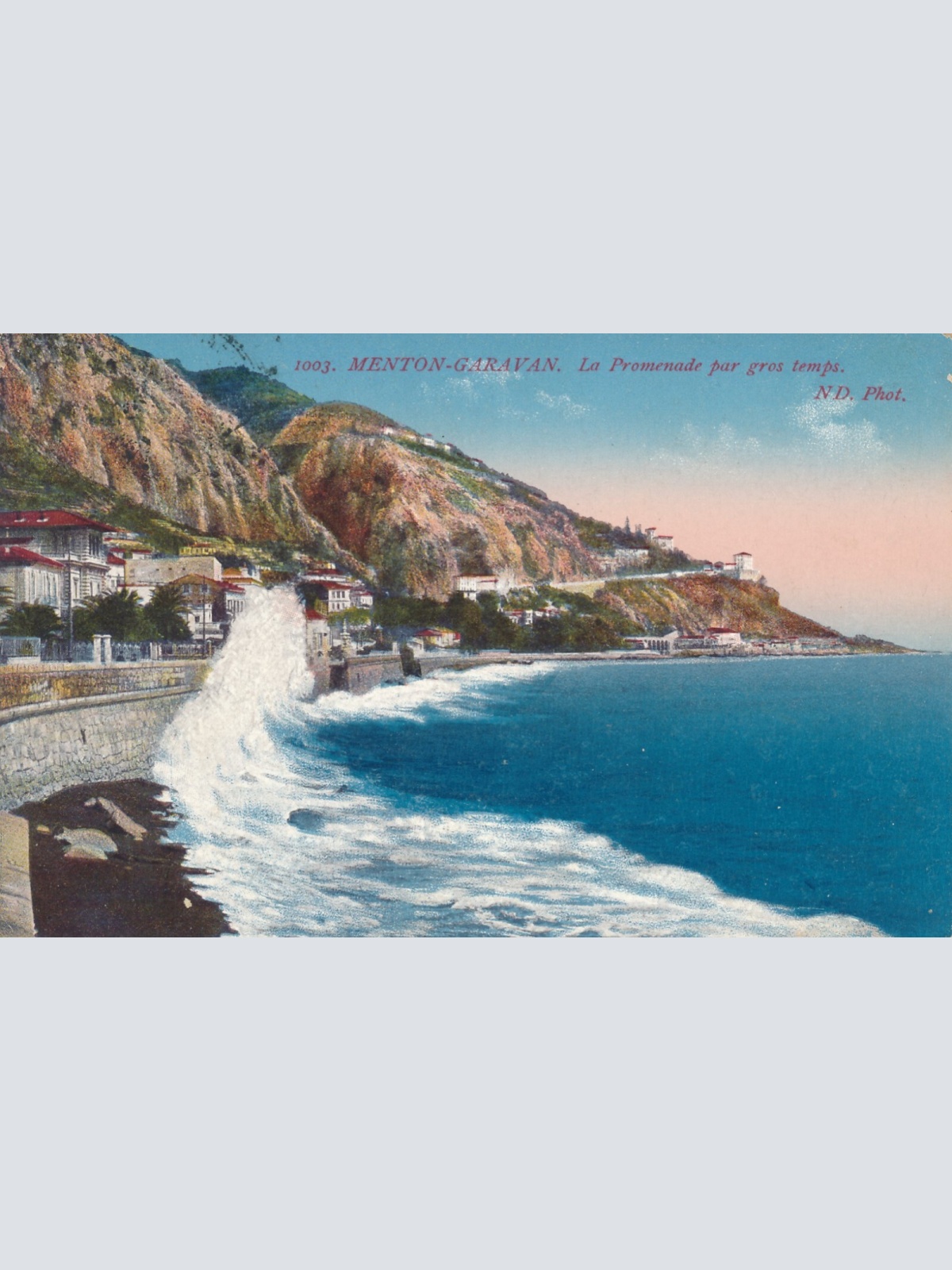 AK, Menton - Garavan, La Promenade par gros temps, Frankreich (S763)