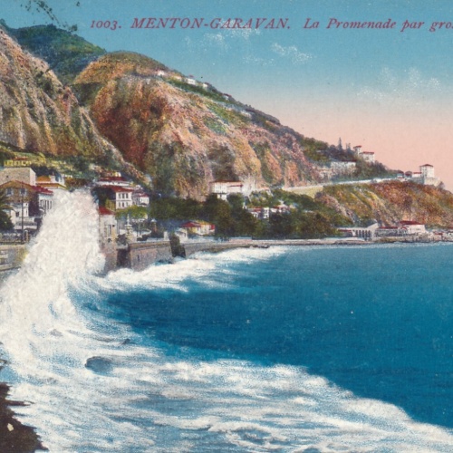 AK, Menton - Garavan, La Promenade par gros temps, Frankreich (S763)