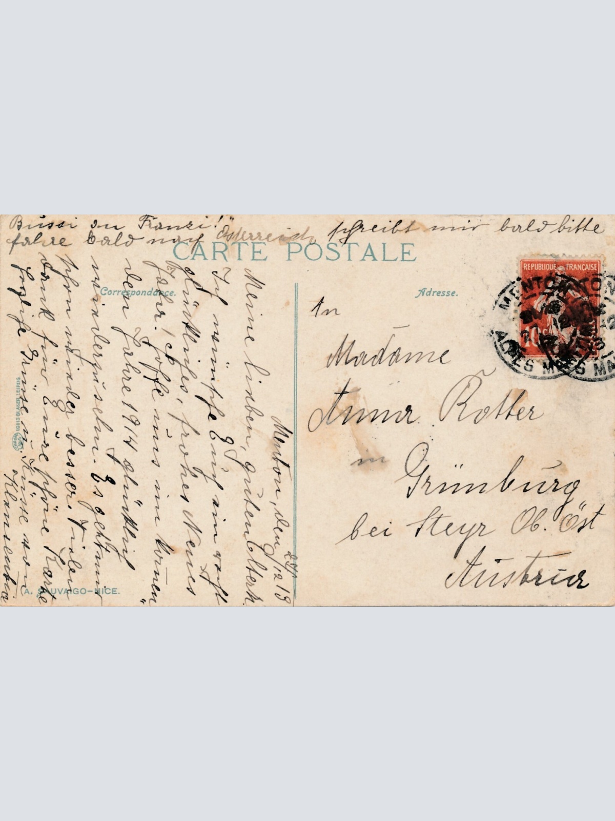 AK, Menton - Garavan, La Promenade par gros temps, Frankreich (S763)