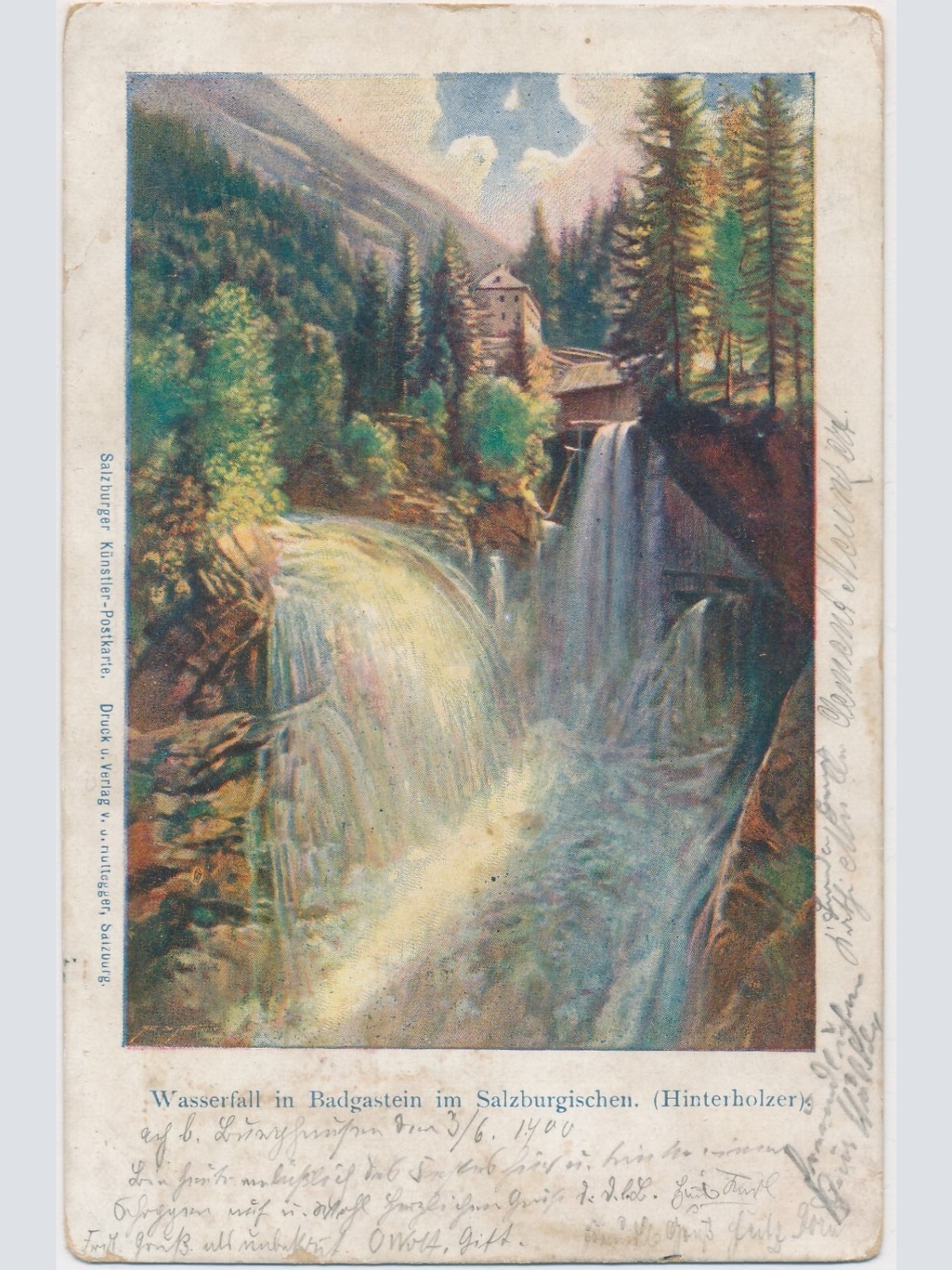 AK, Wasserfall in Badgastein im Salzburgischen (Hinterholzer) (S856)