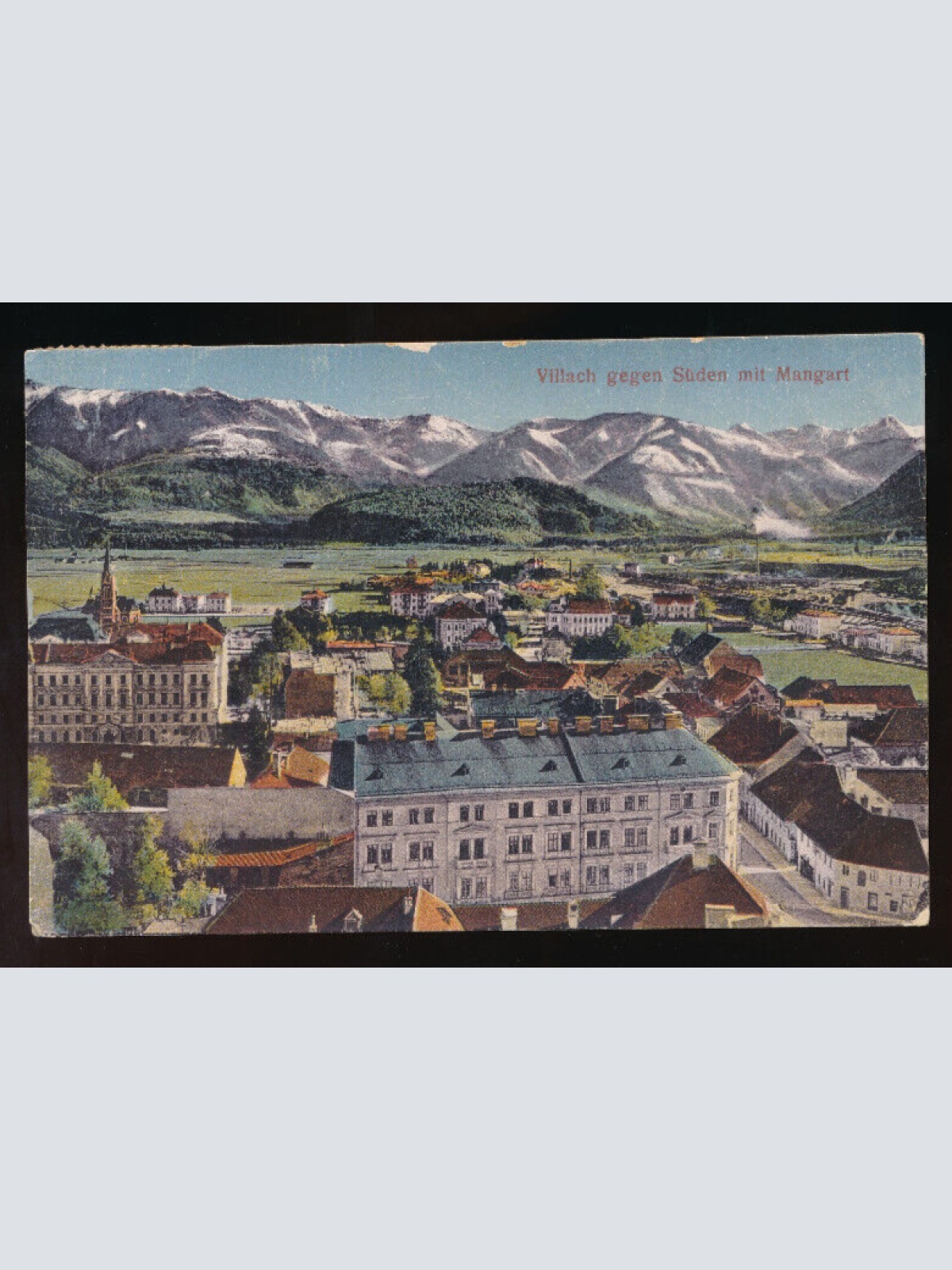 AK aus Villach gegen Süden mit Mangart Kärnten (5102)