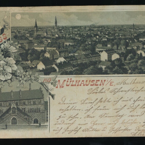 Litho - Mondschein - Karte gruss aus Müllhausen Bayern (5067)