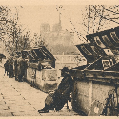 AK Paris en Flanant Old Book sellers on the Quai de la TournelleFrankreich(S662)